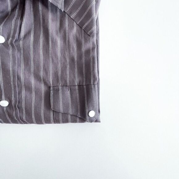 Panhandle Slim Mens Vintage Pinstripe Long Sleeve Snap Up Shirt Brown Large Tall - Picture 3 of 9